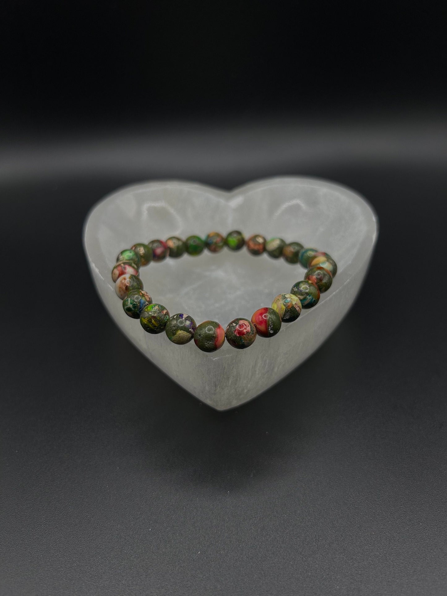 Rainbow Imperial Jasper Bracelet, Green Crystals, Handmade Jewelry, Spiritual Bracelet