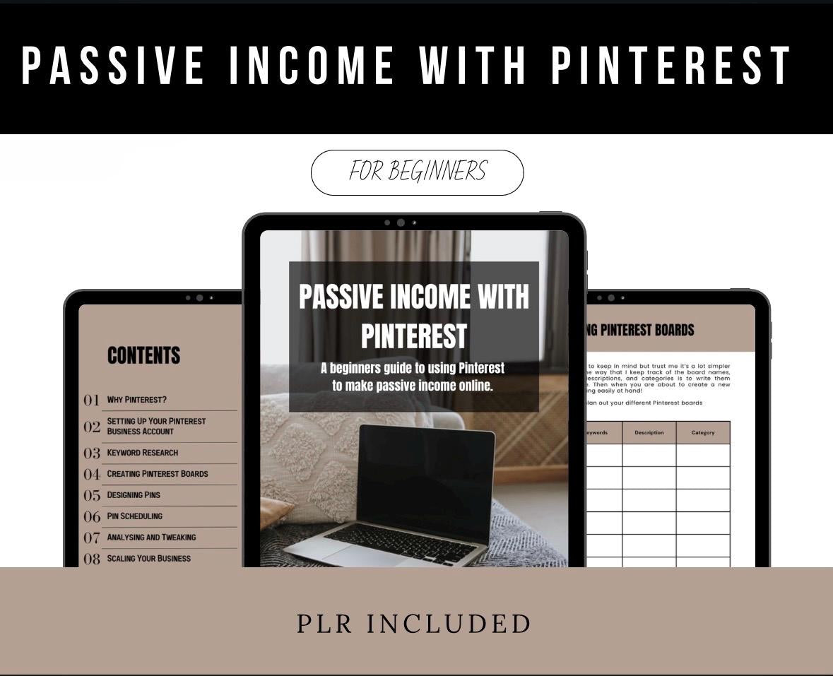 PLR Pinterest Guide for Passive Income, Pinterest Marketing Digital EBook, Private Label Rights