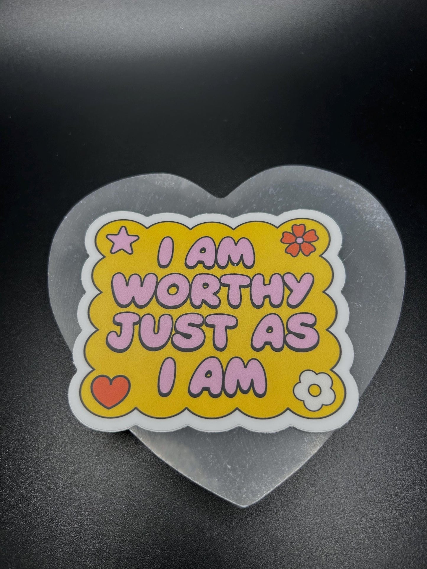 I Am Worthy Just As I Am Sticker, Self Love Positive Affirmation Vinyl Decal, Mental Health Waterproof Sticker for Laptop & Journal