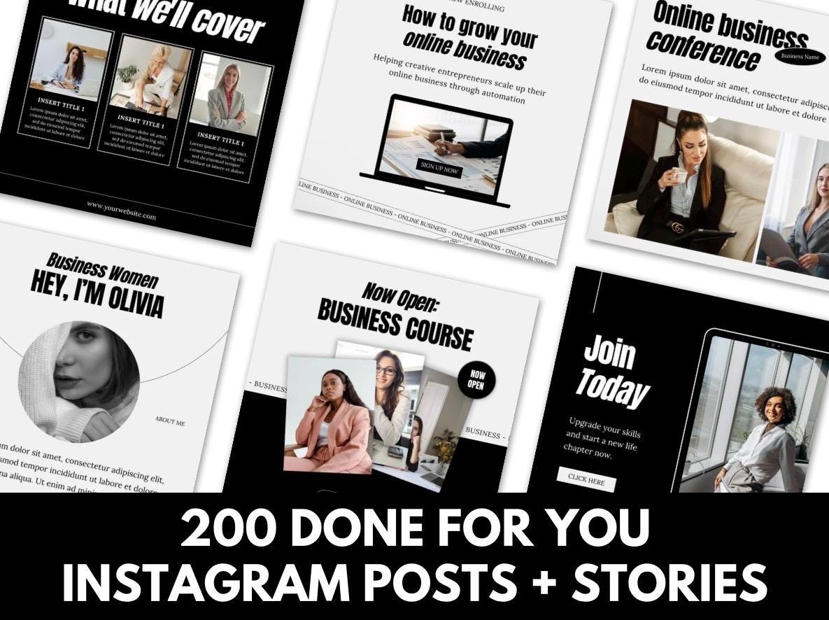 200 Matching Instagram Story & Post Templates, Canva PLR Bundle, Editable Social Media Kit for Coaches, Businesses, Reels