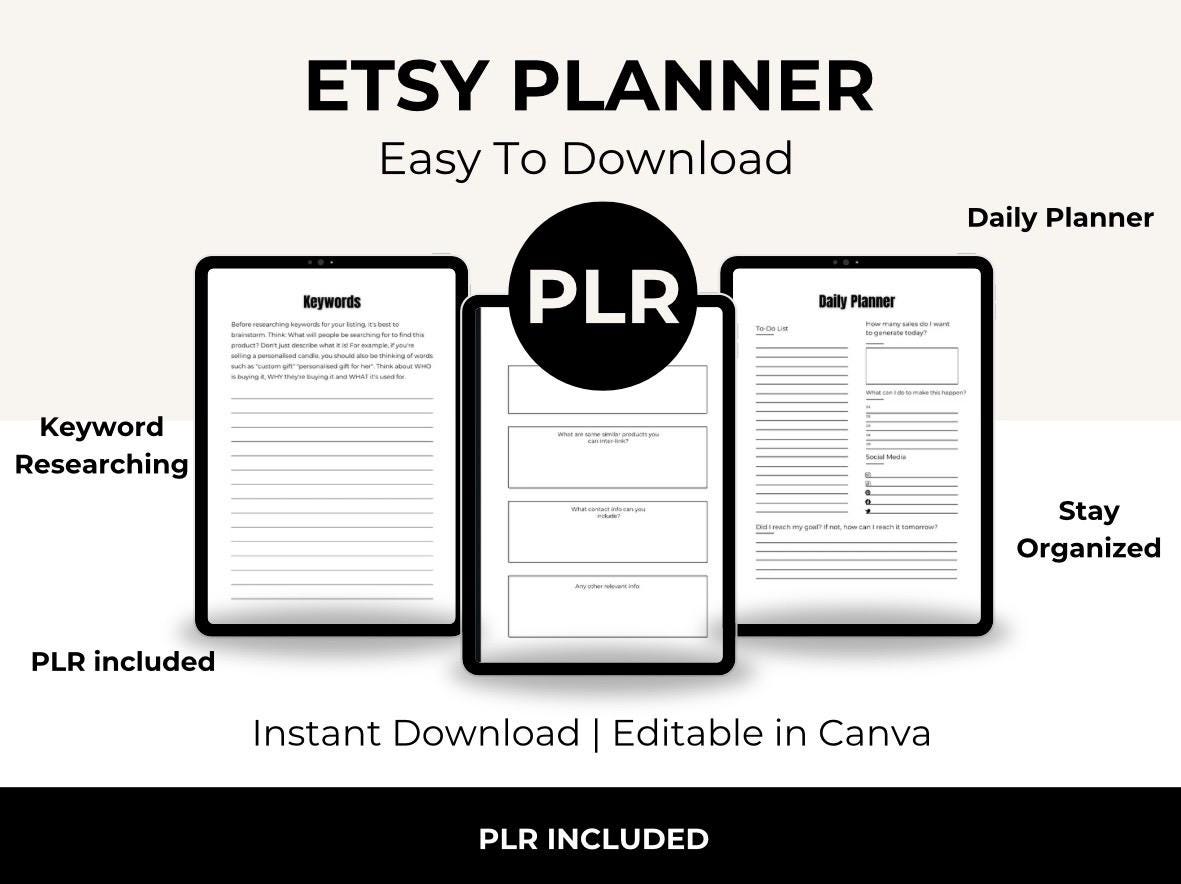 Digital Etsy Shop Planner for Business Owners, Printable Small Business Organizer, Etsy Seller Planner, Product Tracker, Marketing & Sales