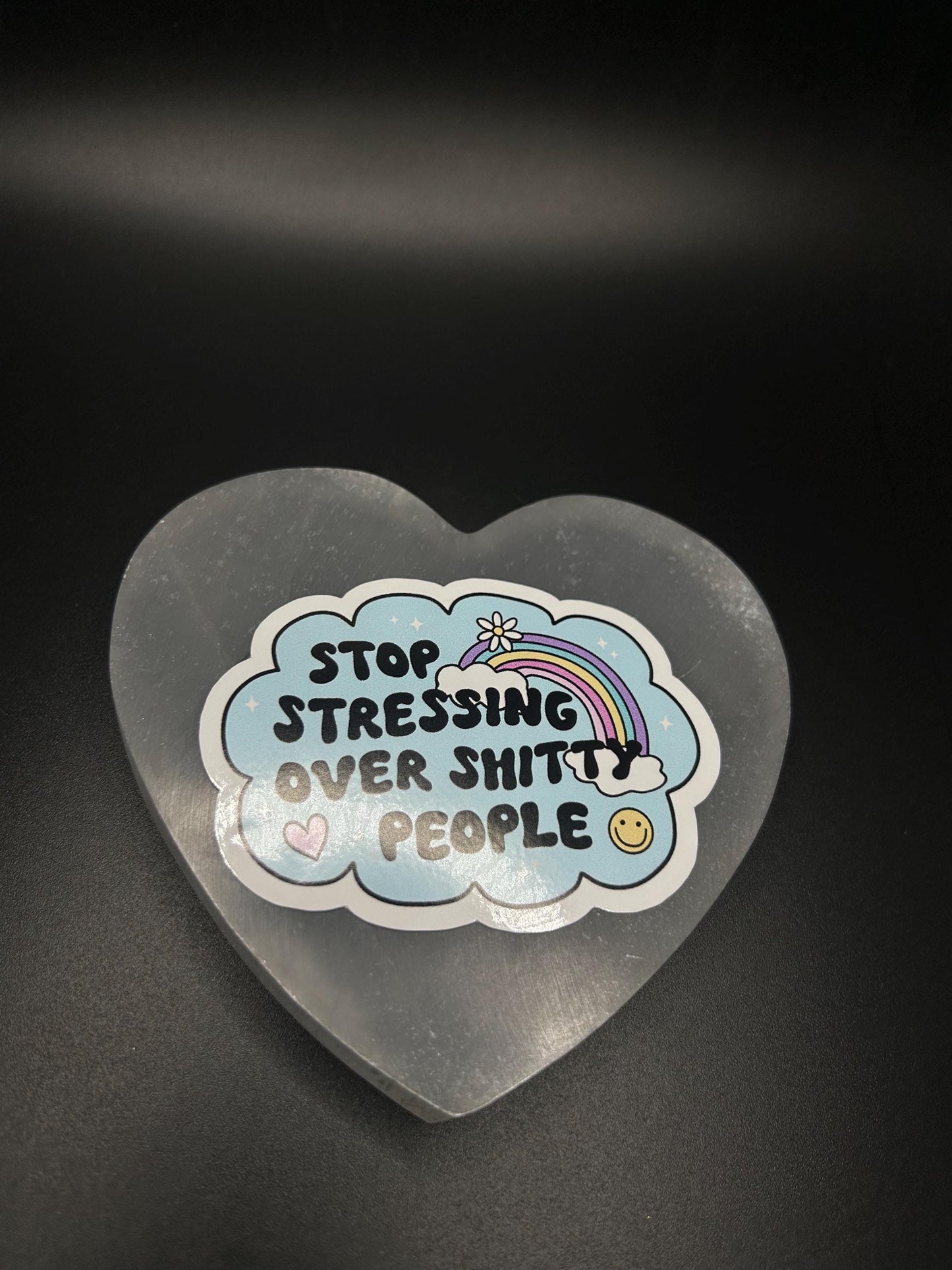 Stop Stressing Over Shitty People Sticker, Funny Mental Health Boundaries Vinyl Decal for Laptop, Journal, Water Bottle, Therapy Humor