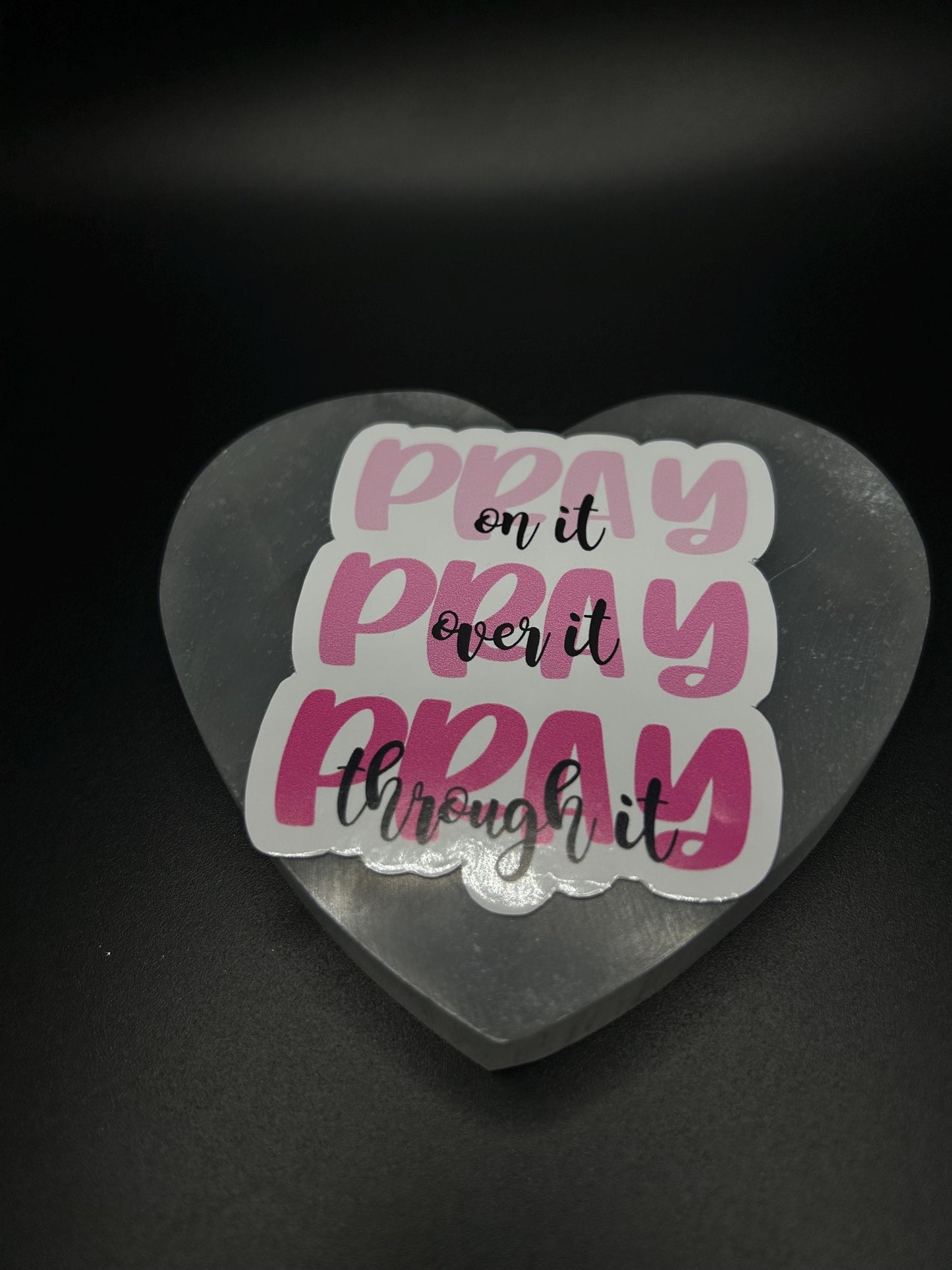 Pray On It Pray Over It Pray Through It Sticker, Faith-Based Waterproof Vinyl Sticker, Inspirational Laptop Decal