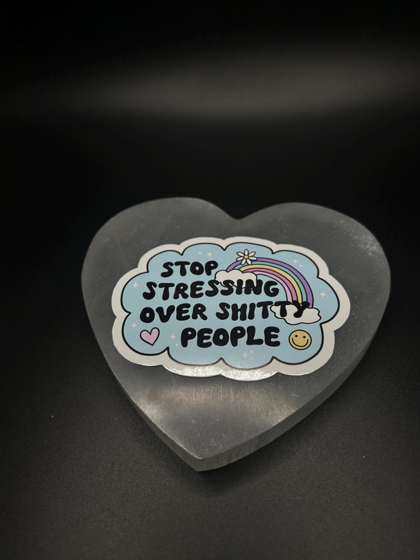 Stop Stressing Over Shitty People Sticker, Funny Mental Health Boundaries Vinyl Decal for Laptop, Journal, Water Bottle, Therapy Humor