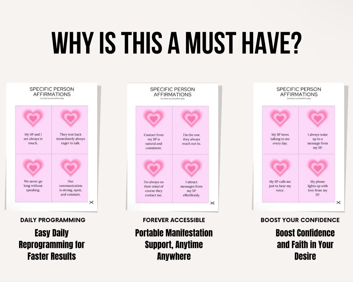 100 Specific Person Contact Affirmations Cards PDF, Law of Assumption Digital Download, Manifest SP Communication Printable