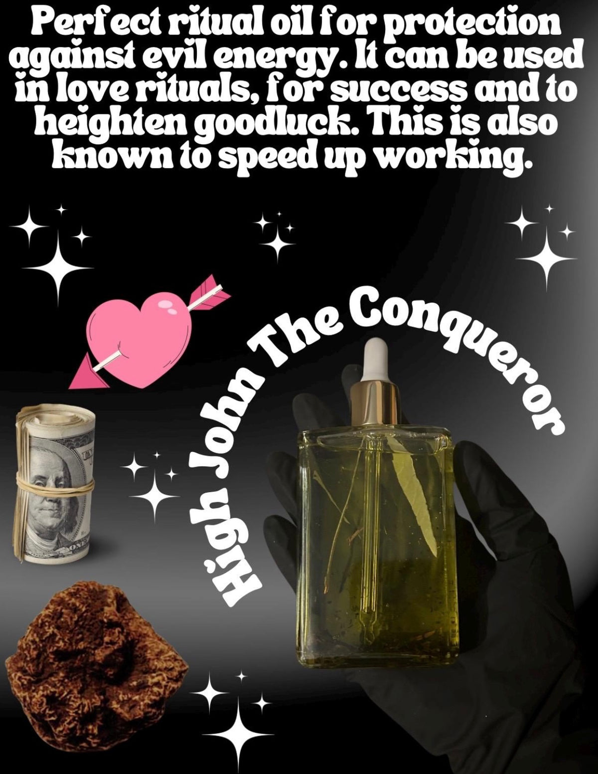 High John the Conqueror Intention Oil, Success & Personal Power Inspired Oil, Hoodoo Rootwork Inspired Spiritual Curio, Altar Oil