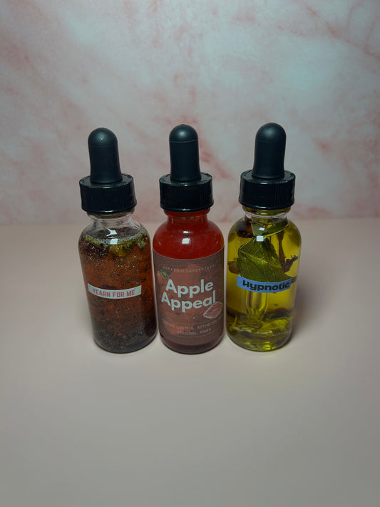 Apple of Your Eye Intention Oil Set Hypnotic, Apple Appeal & Yearn For Me 1 oz Oils, Glamour Magic, Love Drawing, Spiritual Oil Gift Set