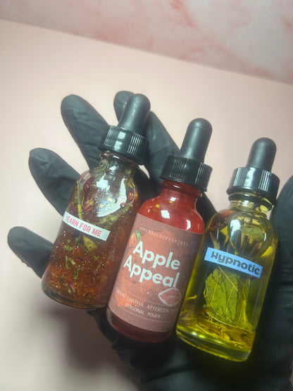 Apple of Your Eye Intention Oil Set Hypnotic, Apple Appeal & Yearn For Me 1 oz Oils, Glamour Magic, Love Drawing, Spiritual Oil Gift Set