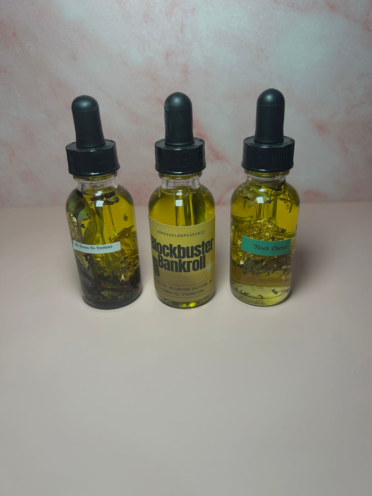 Clear It & Collect It Intention Oil Set,  3 Money Attraction, Financial Blockbuster Road Opener Oil , Prosperity Spiritual Gift Set