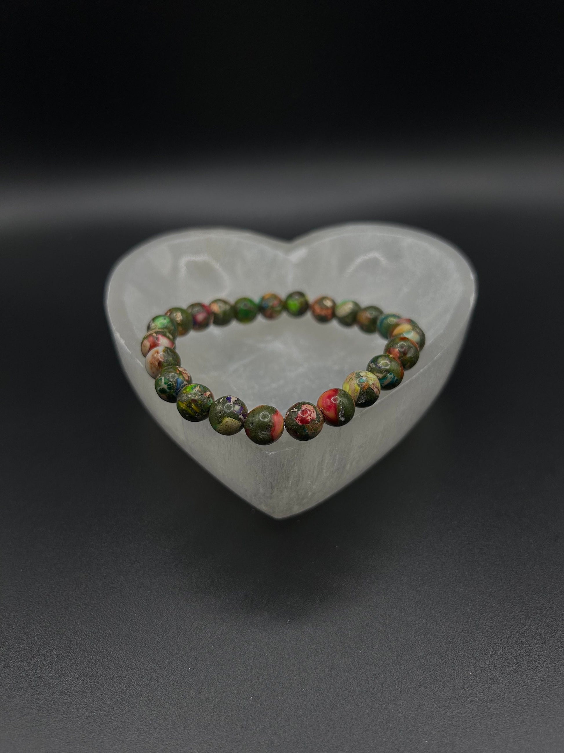 Rainbow Imperial Jasper Bracelet, Green Crystals, Handmade Jewelry, Spiritual Bracelet
