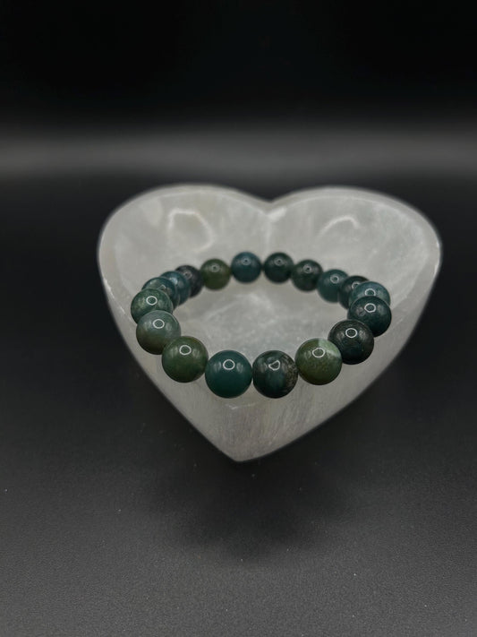 Green Moss Agate Crystal Bracelet, Stone For New Beginnings, Gemstones And Crystals, Spiritual Jewelry