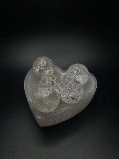 Fire and Ice Quartz Crystal, Sphere Crystal, High-Vibration Healing Stone, Raw Quartz for Energy Cleansing and Meditation