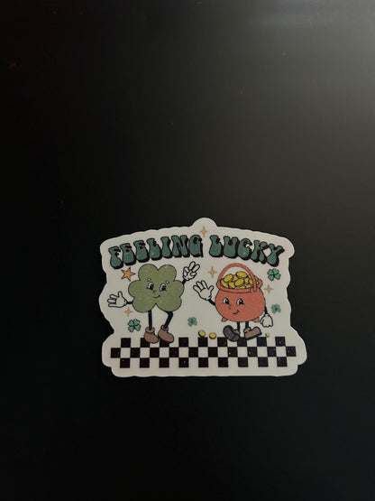 St Patricks Day Sticker, Feeling Lucky, Metaphysical Sticker, Decal Decor