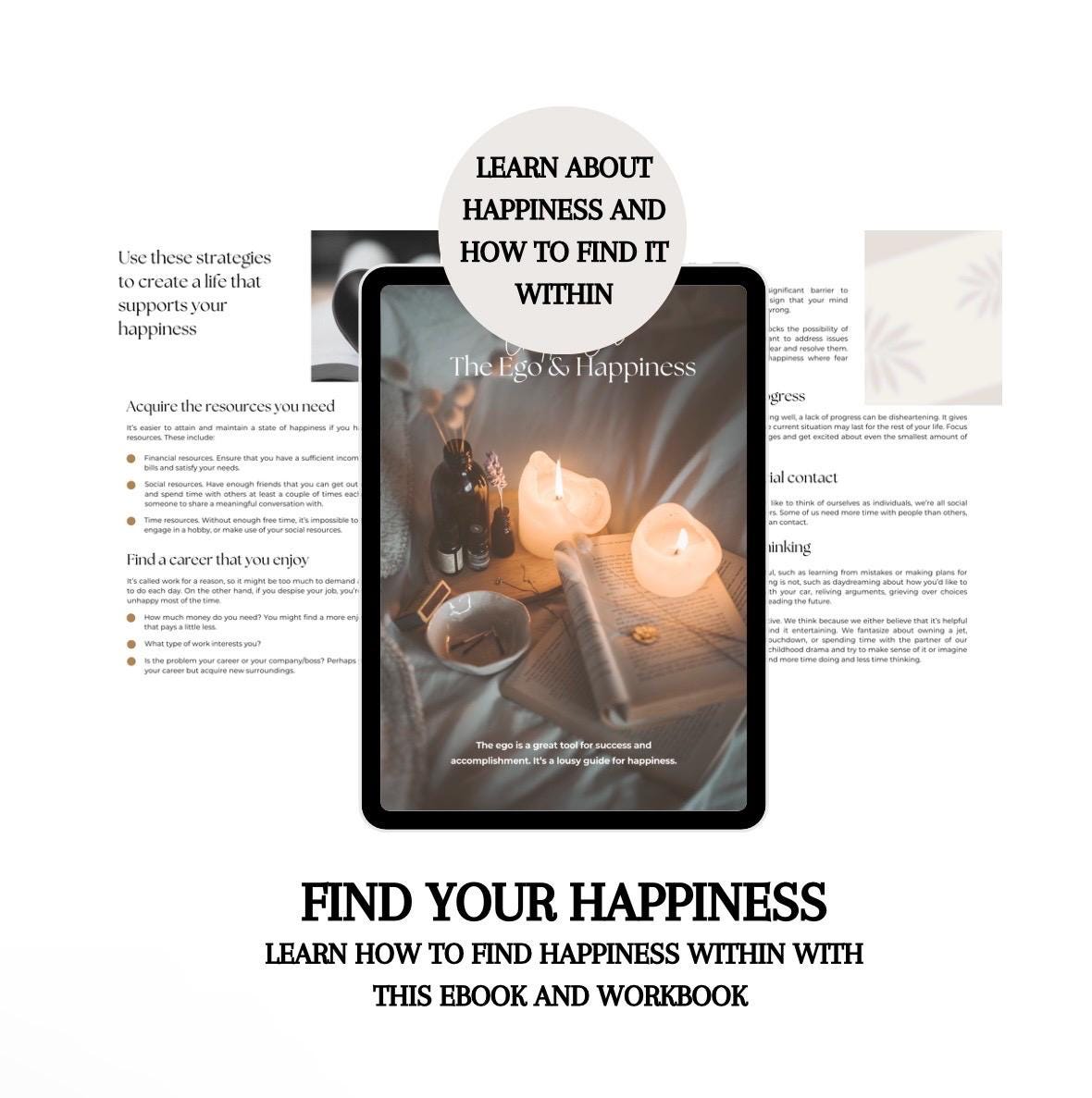 Finding Your Happiness eBook And Workbook, Self-Discovery Guide for Inner Joy, PDF Digital Download for Personal Growth