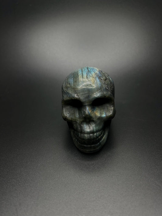 Natural Labradorite Crystal Stone, Healing Labradorite Skull Stone for Intuition, Protection, Chakra Meditation Crystal, Raw Labradorite