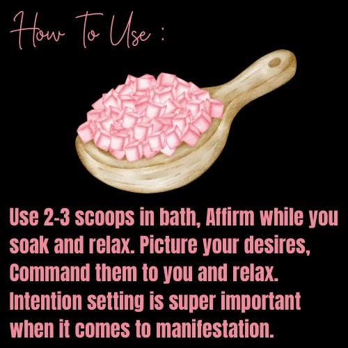 Enchanted Bath Salt for Attraction, Manifestation Ritual Spa Soak, Road Opener, Clear Blockages From Path