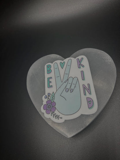 Be Kind Peace Sign Sticker, Retro Vinyl Decal for Laptop, Water Bottle & More, Spread Positivity, Peace Vibes