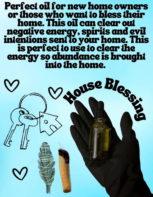 House Blessing Intention Oil for Cleansing, Protection, Abundance, Perfect Gift for New Homeowners, 1oz Dropper