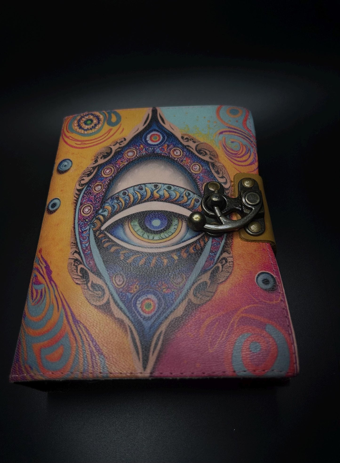 Colorful Eye Leather Journal, All Seeing Eye, Notebook for Writing, Sketching & Manifesting, Spiritual Gift