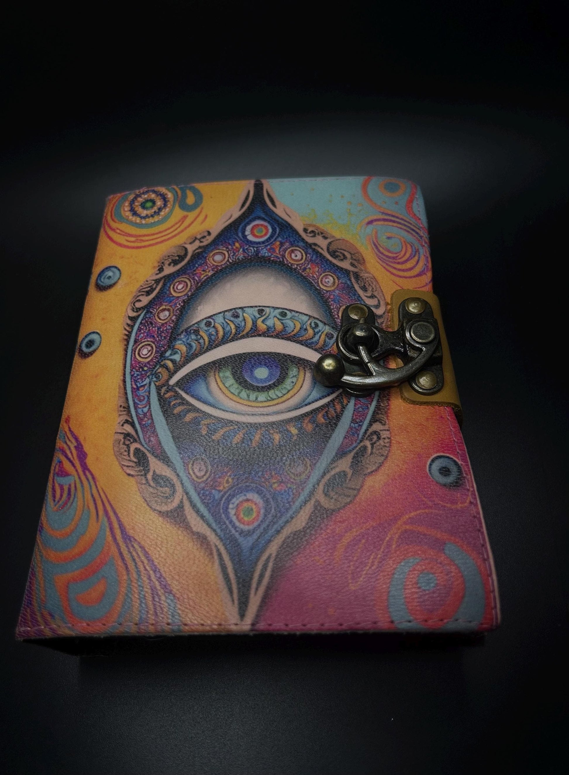 Colorful Eye Leather Journal, All Seeing Eye, Notebook for Writing, Sketching & Manifesting, Spiritual Gift
