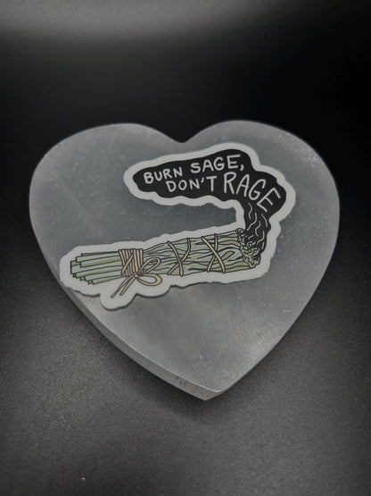 Burn Sage Don’t Rage Sticker, Funny Spiritual Sticker, Sage Smudge Vinyl Decal, Witchy Affirmation Gift