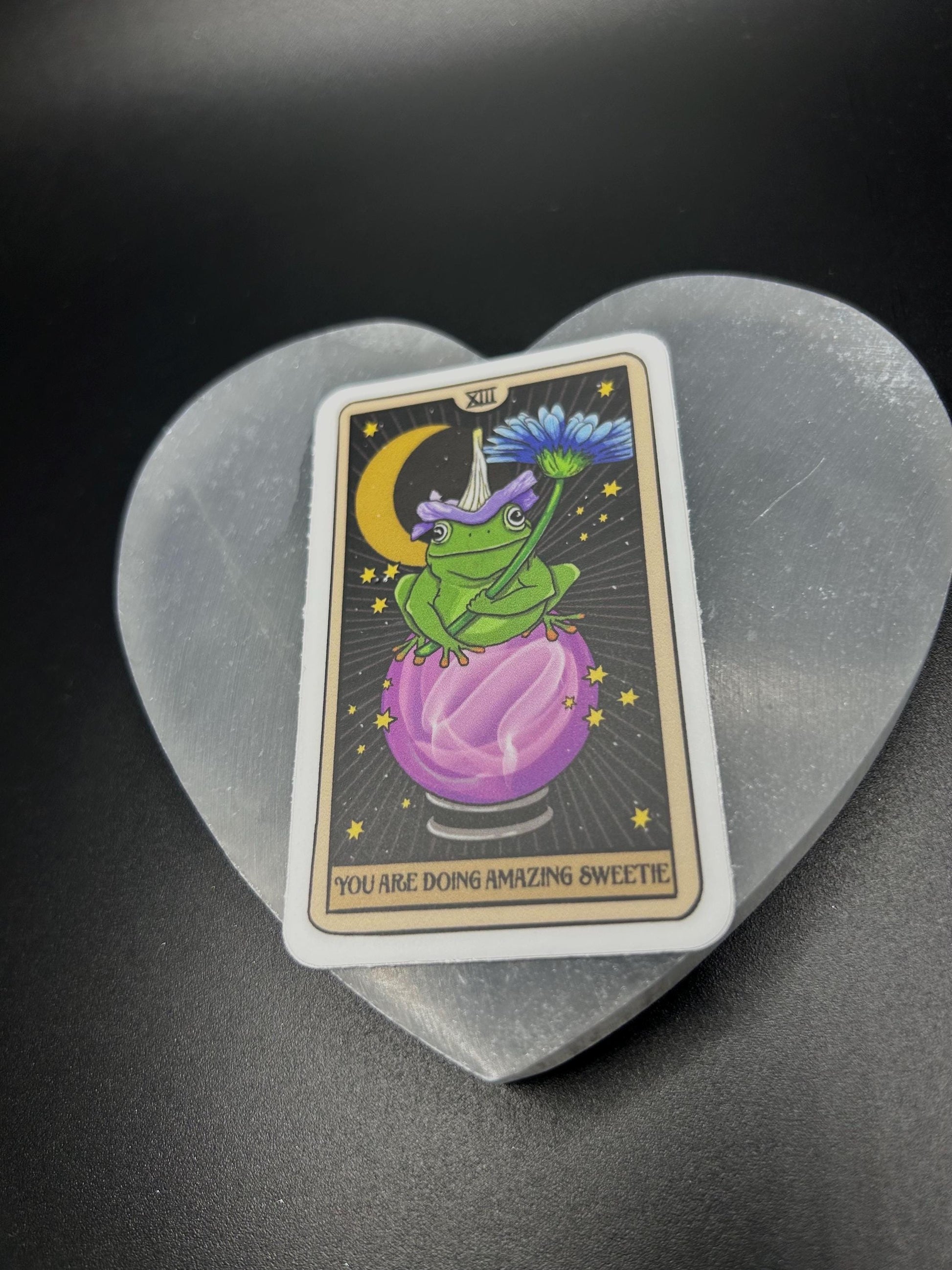 You Are Doing Amazing Frog Tarot Sticker, Cute Affirmation Vinyl Decal, Witchy Frog Sticker, Spiritual Animal Sticker for Laptop