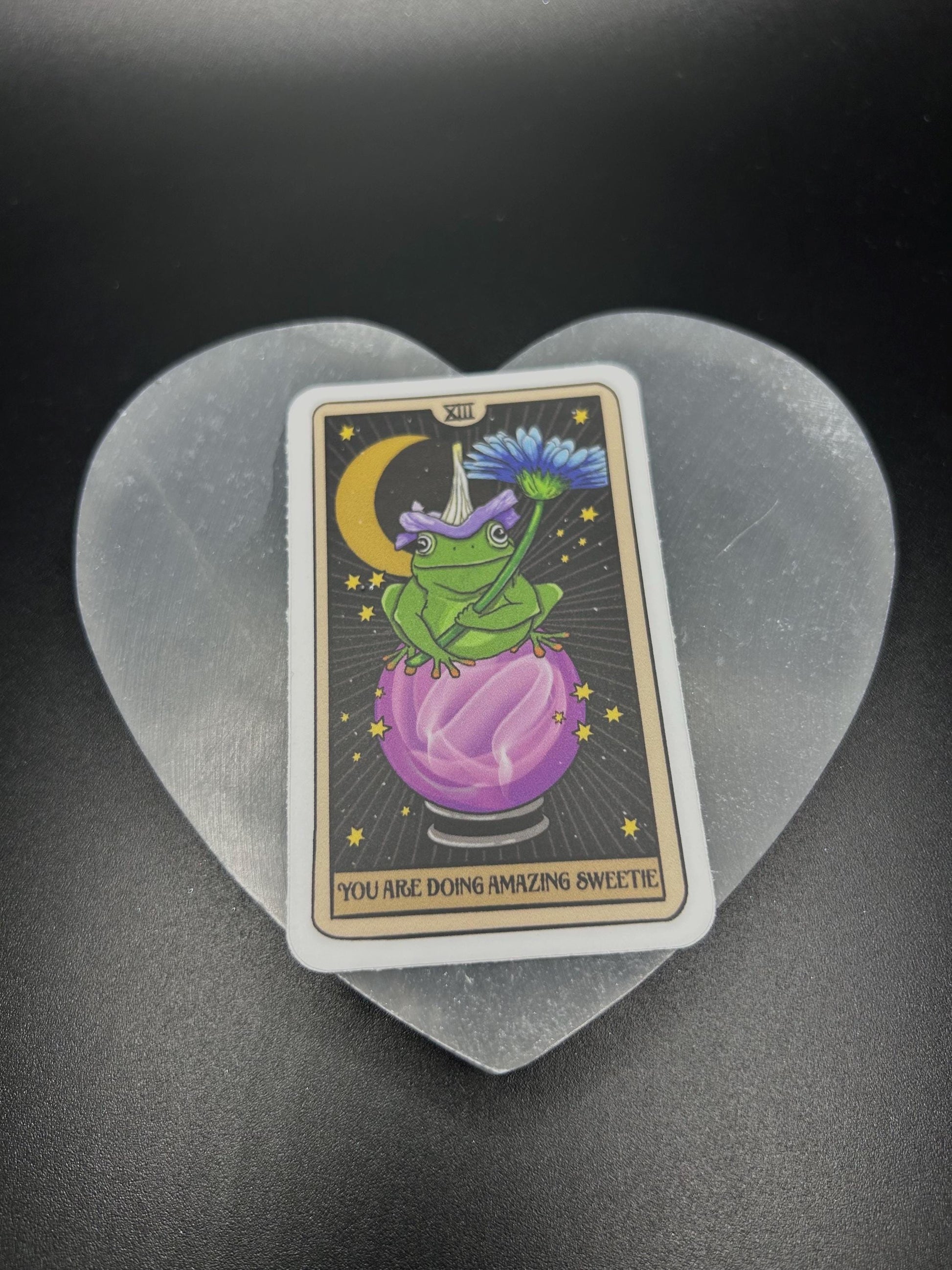 You Are Doing Amazing Frog Tarot Sticker, Cute Affirmation Vinyl Decal, Witchy Frog Sticker, Spiritual Animal Sticker for Laptop