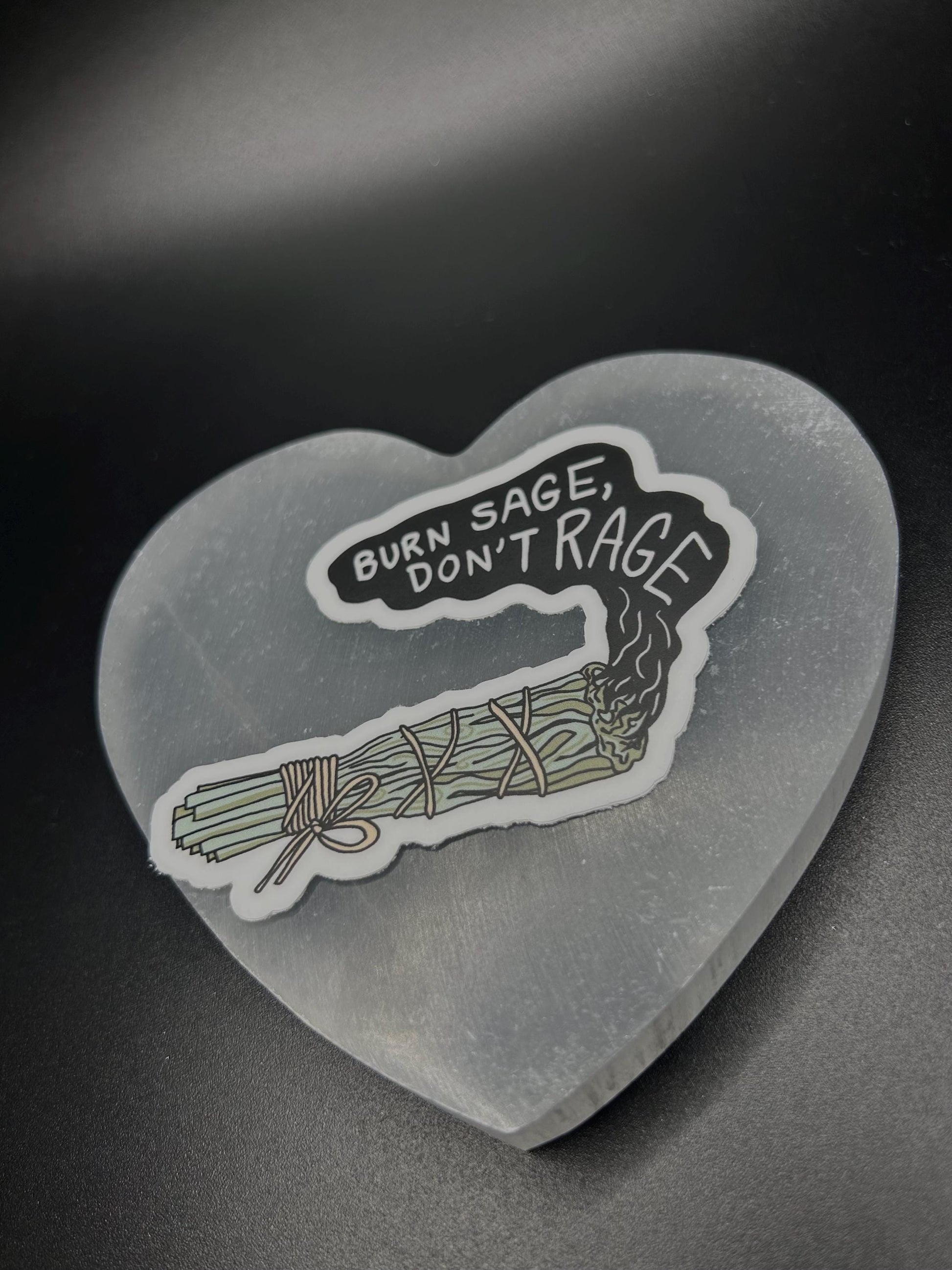Burn Sage Don’t Rage Sticker, Funny Spiritual Sticker, Sage Smudge Vinyl Decal, Witchy Affirmation Gift