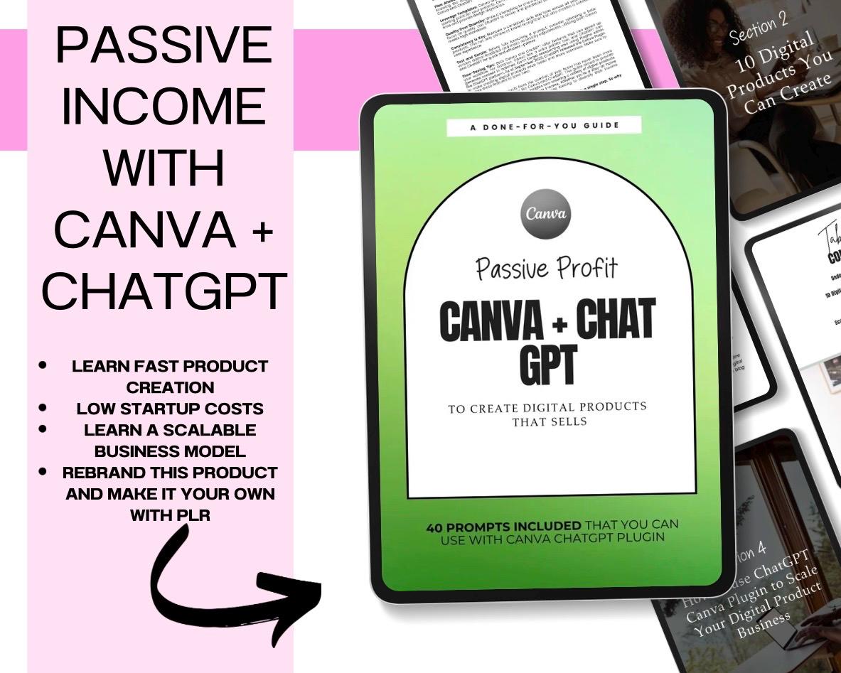 Passive Income Guide: Make Money with ChatGPT And Canva, Step-by-Step Digital Product Blueprint, Etsy Side Hustle PDF