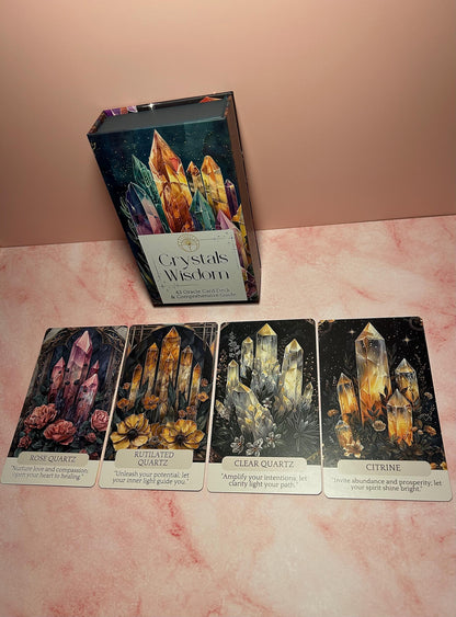 43 Crystal Oracle Deck with Guidebook , Healing Crystal Cards for Intuition, Manifestation, Energy Work, Spiritual Gift for Witches
