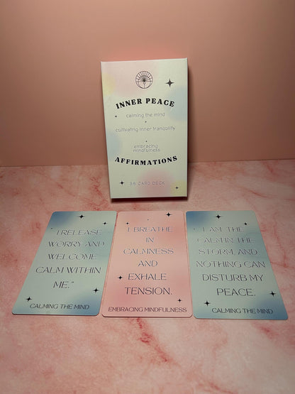Inner Peace Affirmation Cards Deck, 38 Positive Mindfulness Cards for Anxiety Relief, Self Care & Mental Wellness, Spiritual Gift