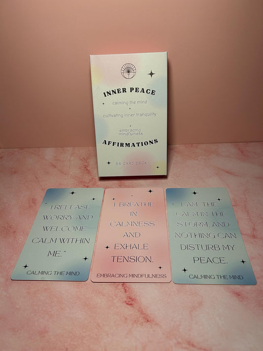 Inner Peace Affirmation Cards Deck, 38 Positive Mindfulness Cards for Anxiety Relief, Self Care & Mental Wellness, Spiritual Gift