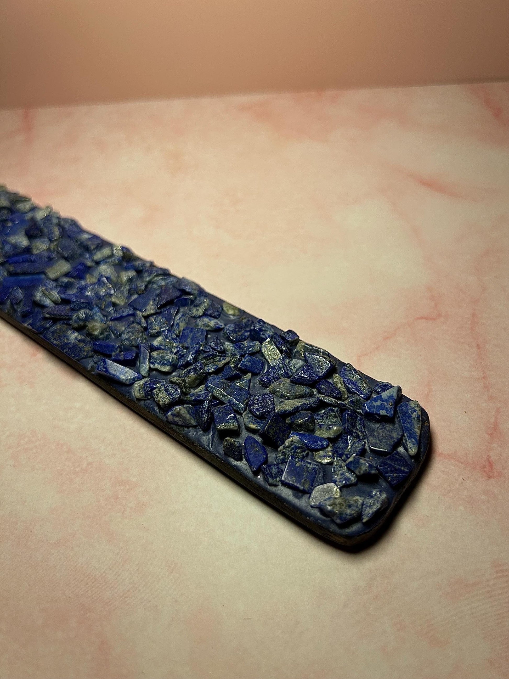 Lapis Lazuli Crystal Incense Burner, Natural Stone Holder for Stick & Cone Incense, Meditation, Altar, Spiritual Decor