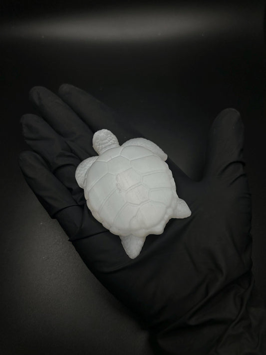 Selenite Turtle Crystal, Hand-Carved Crystal Turtle for Energy Cleansing & Protection, White Selenite Animal Totem, Spiritual Gift