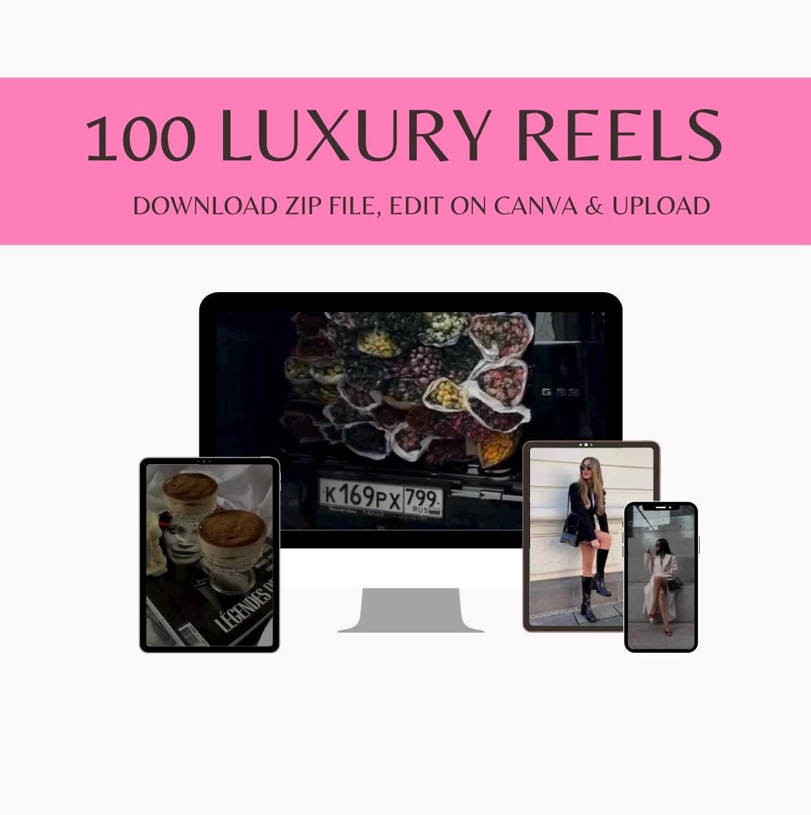 100 Luxury Boss Babe Reels Canva Template | Editable IG Reels Templates for Coaches, Content Creators & Entrepreneurs, PLR , Zip File