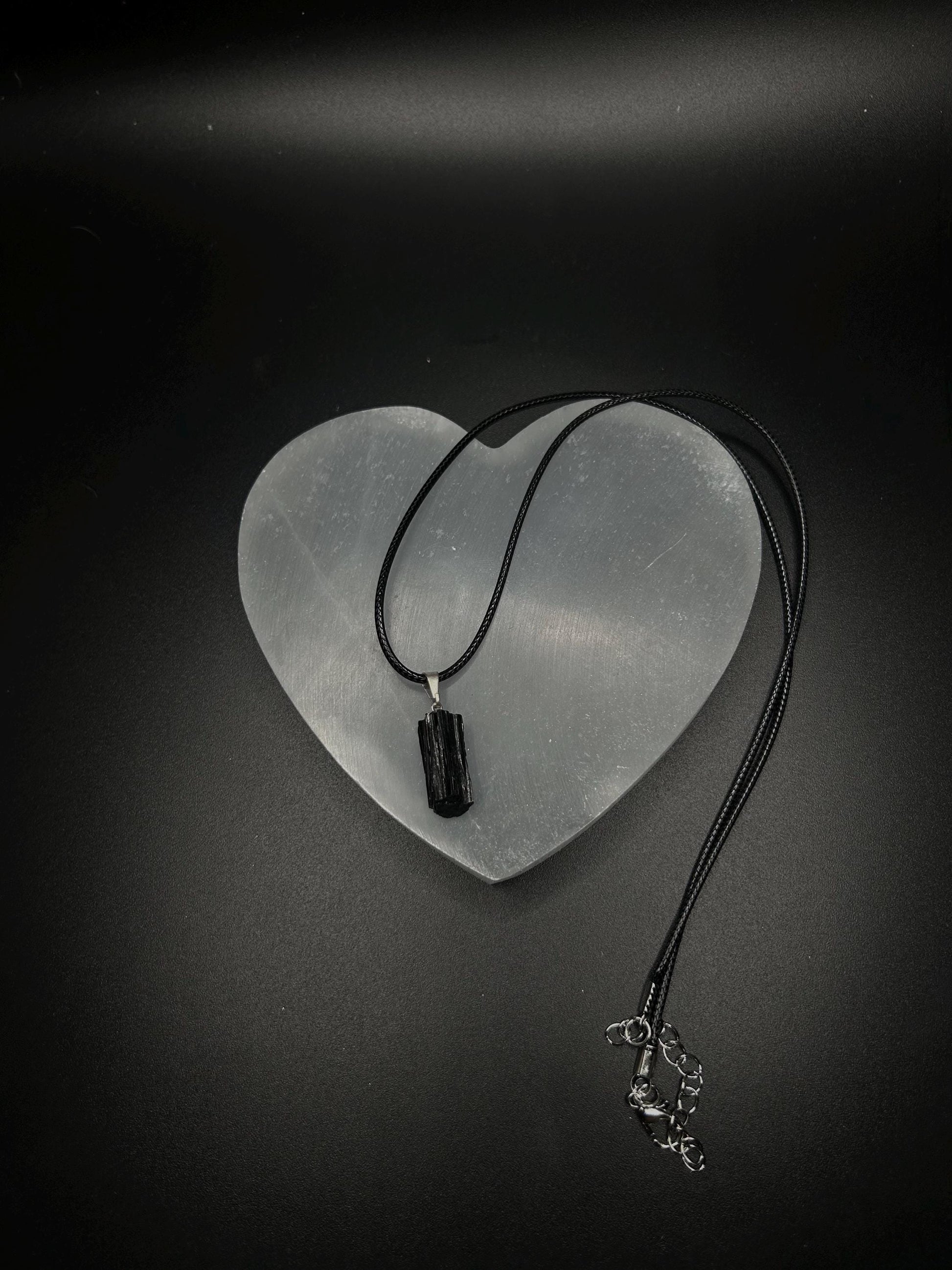 Black Tourmaline Necklace Raw Crystal Pendant, Rough Black Tourmaline Protection Necklace, Healing Crystal Jewelry, Grounding Gemstone 1x