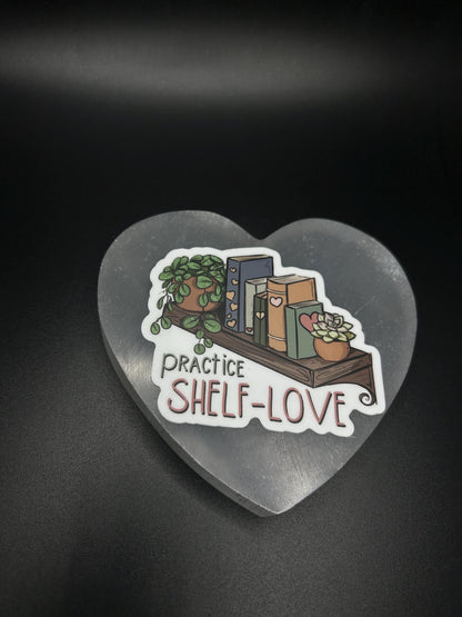 Practice Shelf Love Sticker – Funny Bookish Vinyl Sticker for Book Lovers, Readers, and Librarians, Self-Care Pun, Cute Laptop or Journal