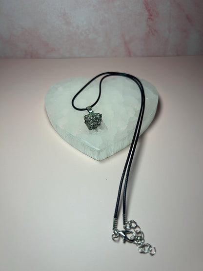 Pyrite Pendant Necklace for Abundance & Protection – Natural Raw Pyrite Crystal Necklace – Wealth Manifestation Jewelry – Goldstone Pendant
