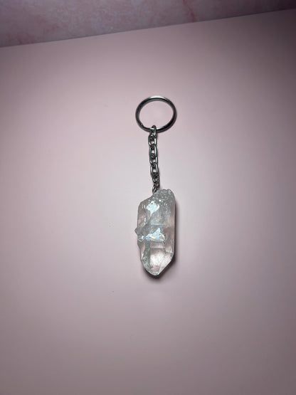 Crystal Point Keychain – Clear Quartz, Amethyst, or Citrine Key Ring – Healing Crystal Keychain for Protection, Clarity & Abundance