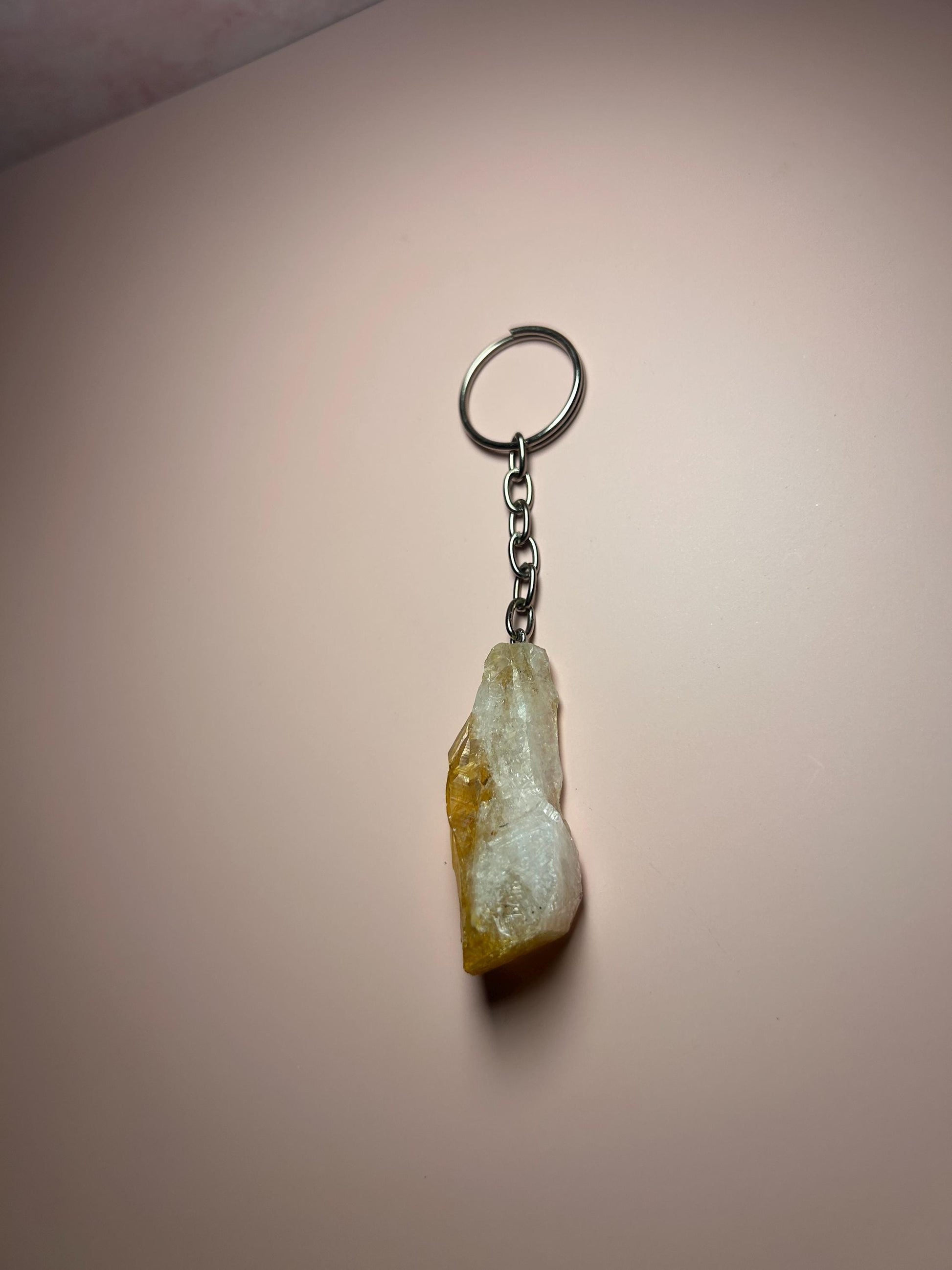 Crystal Point Keychain – Clear Quartz, Amethyst, or Citrine Key Ring – Healing Crystal Keychain for Protection, Clarity & Abundance