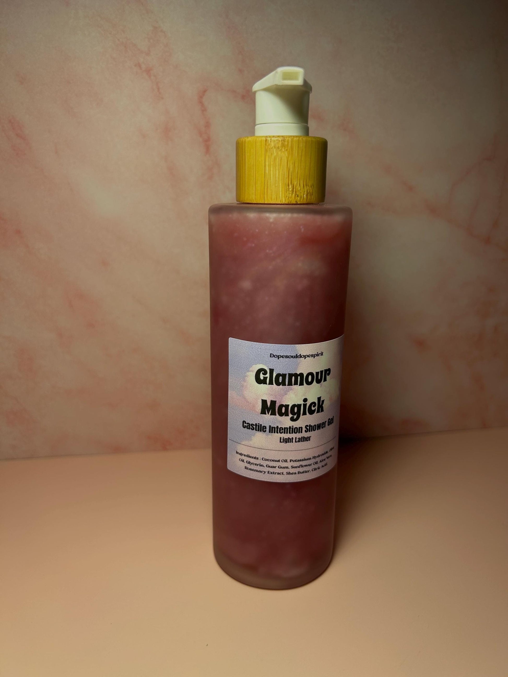 Glamour Magic Castile Shower Gel, Spiritual Self-Love Body Wash, Witchy Ritual Bath Cleanser, Natural Herbal Beauty Spell Soap