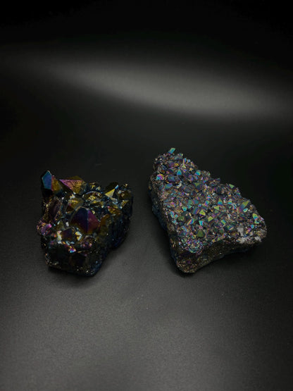 Titanium Aura Amethyst Crystal, Rainbow Amethyst Cluster for Energy Healing, Meditation, Chakra Balancing, Aura Quartz Gift