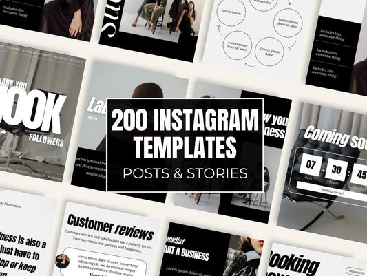 200 Matching Instagram Story & Post Templates, Canva PLR Bundle, Editable Social Media Kit for Coaches, Businesses, Reels