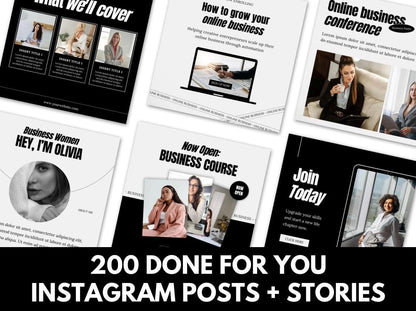 200 Matching Instagram Story & Post Templates, Canva PLR Bundle, Editable Social Media Kit for Coaches, Businesses, Reels