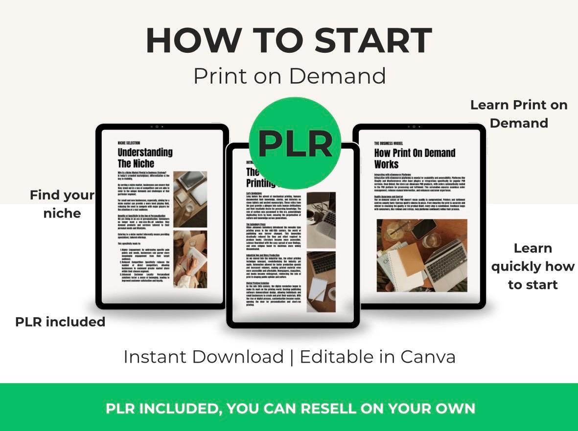 How to Start a Print on Demand Business Guide, Digital Product Creation for Beginners, POD Side Hustle Ebook, Work from Home, PLR