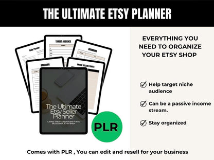 Digital Etsy Shop Planner for Business Owners, Printable Small Business Organizer, Etsy Seller Planner, Product Tracker, Marketing & Sales