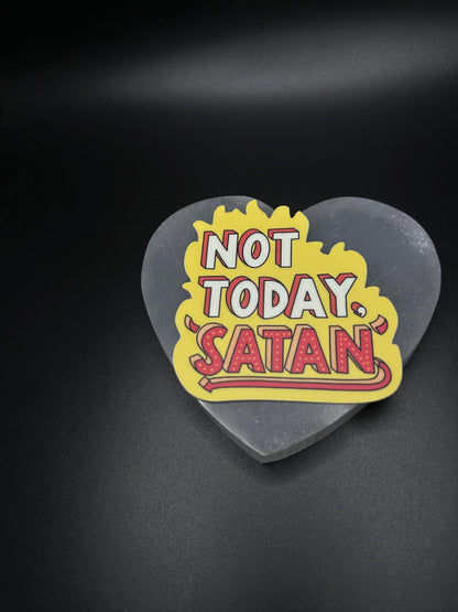 Not Today Satan Sticker – Funny Waterproof Vinyl Decal for Laptops, Journals, Tumblers, Sassy Gift for Friends, Mental Health Humor