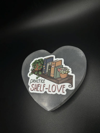 Practice Shelf Love Sticker – Funny Bookish Vinyl Sticker for Book Lovers, Readers, and Librarians, Self-Care Pun, Cute Laptop or Journal