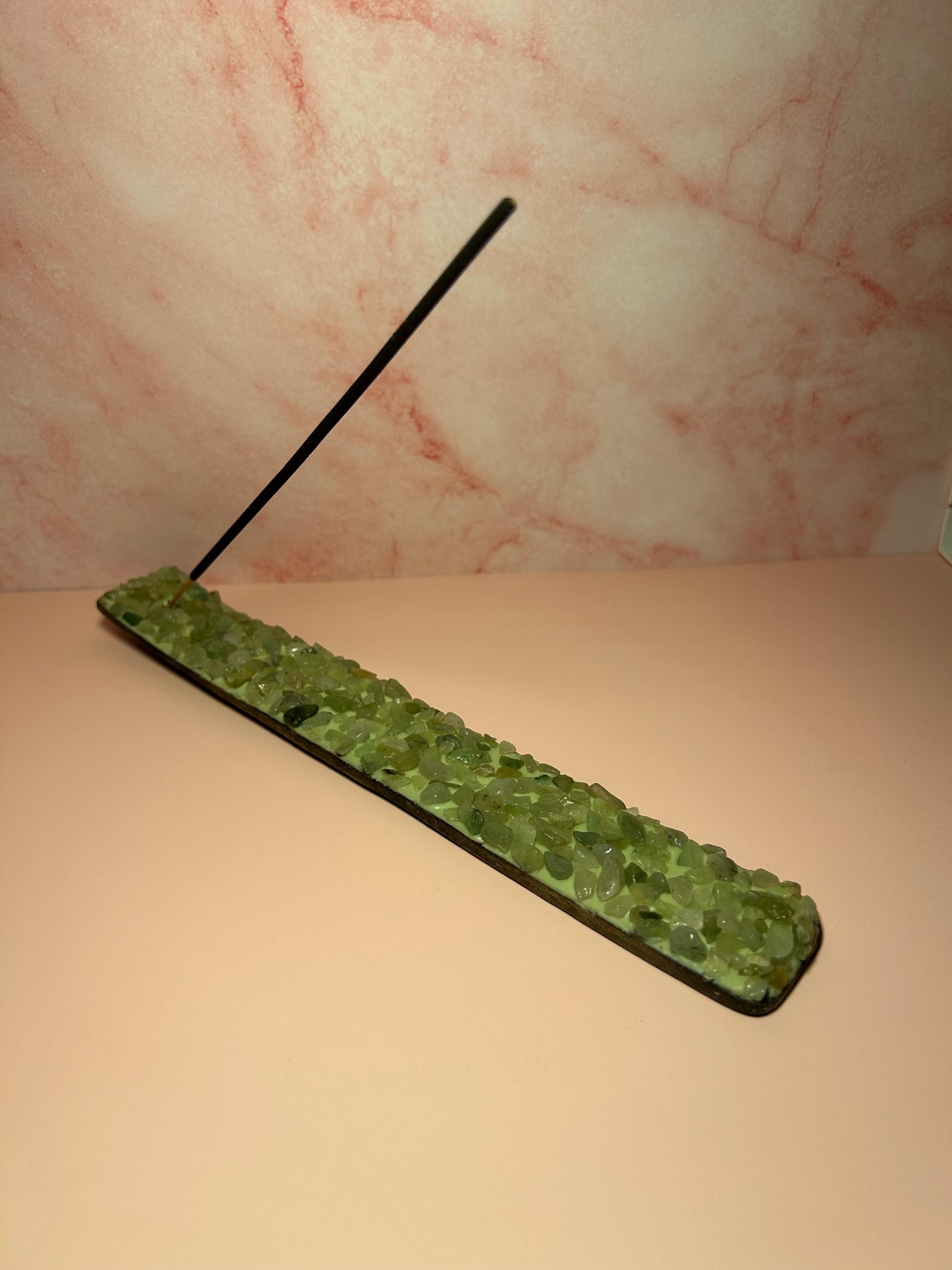 Green Aventurine Crystal Incense Burner, Healing Crystal Incense Holder for Sticks or Cones, Manifestation Altar Decor & Gift for Her