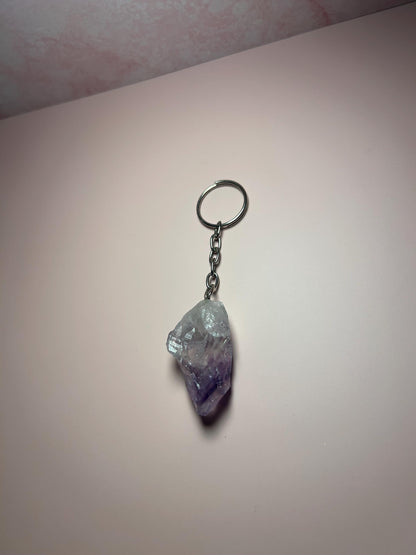 Crystal Point Keychain – Clear Quartz, Amethyst, or Citrine Key Ring – Healing Crystal Keychain for Protection, Clarity & Abundance